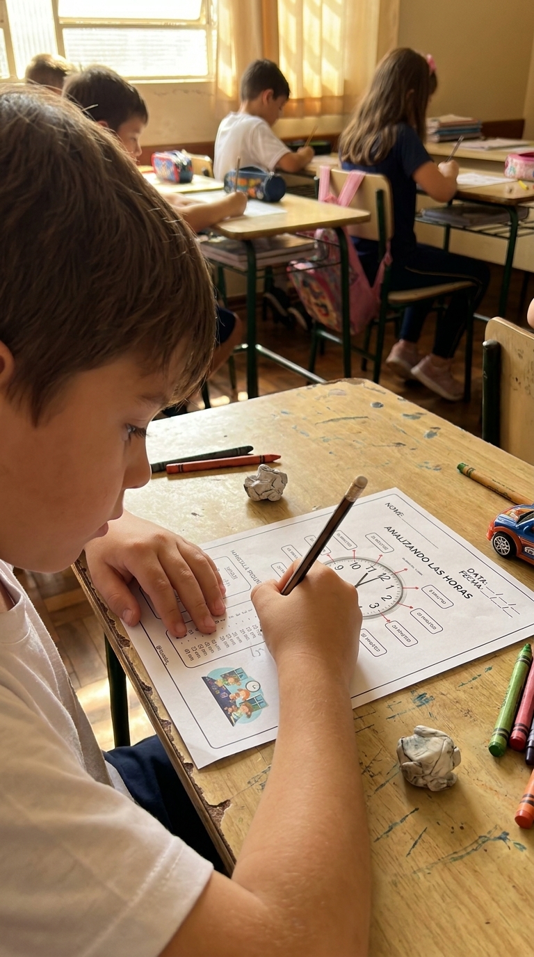 Alumno practicando matemáticas